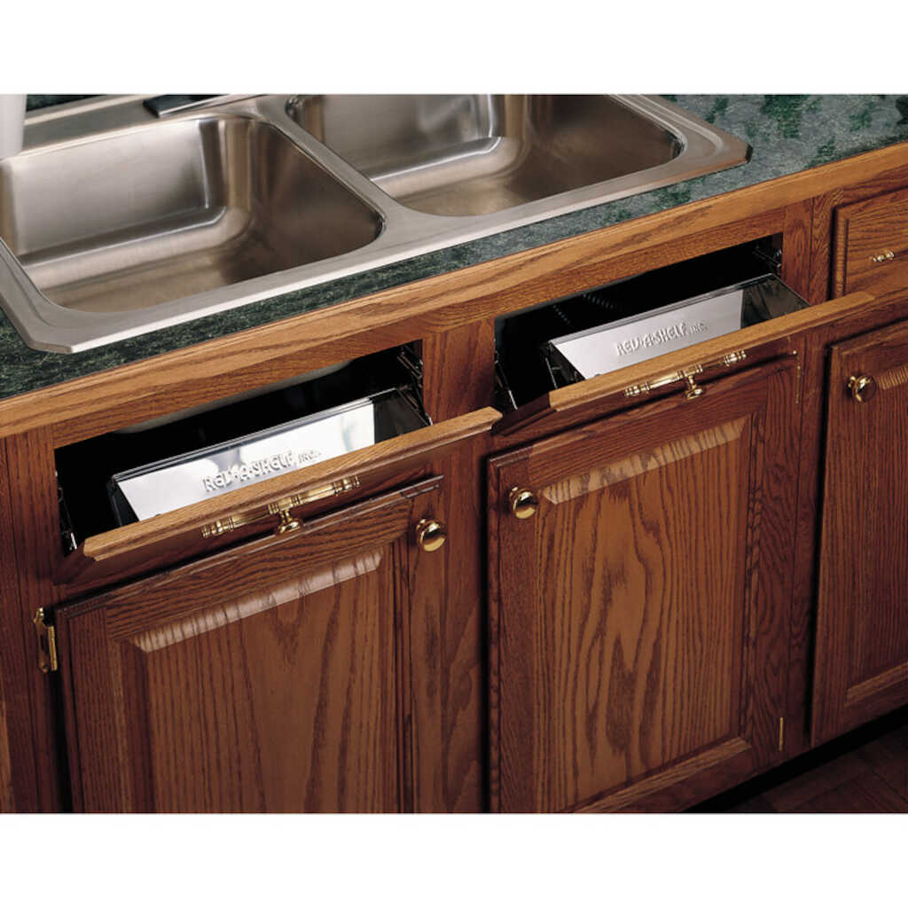 Rev-A-Shelf Stainless Steel Tip Out Tray for the Kitchen Sink Standard Depth Rev-A-Shelf