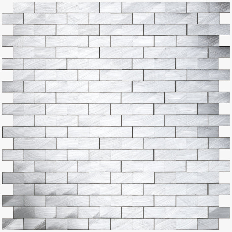 Mythos 3D Brushed Aluminum  Stack Mosaic 12 x 12 Elysium