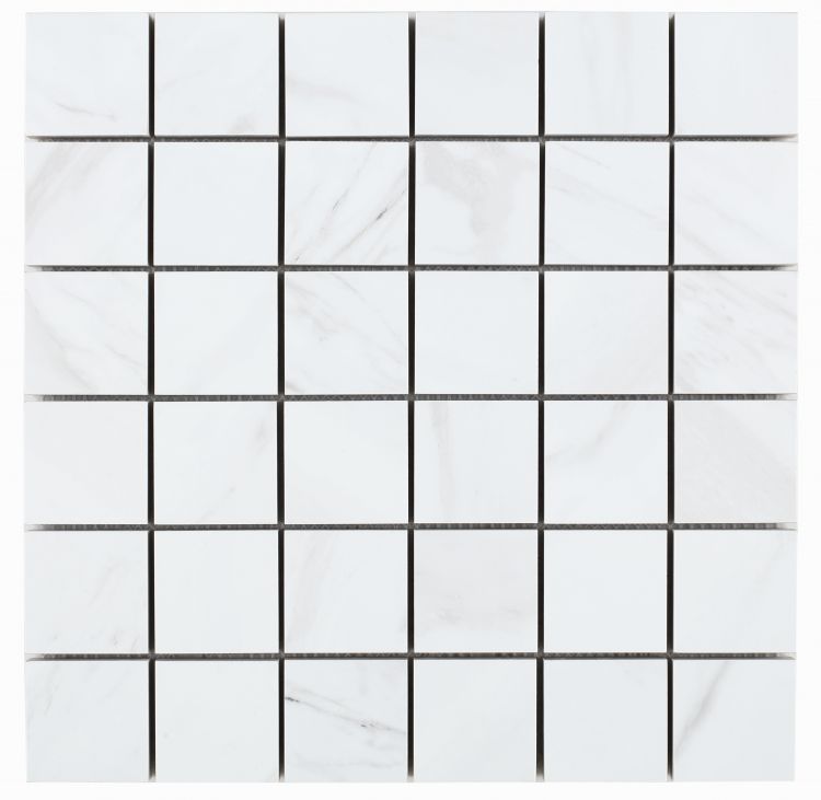 Volakas Premium Matte 2 x 2 Square Mosaic 12 x 12 Elysium