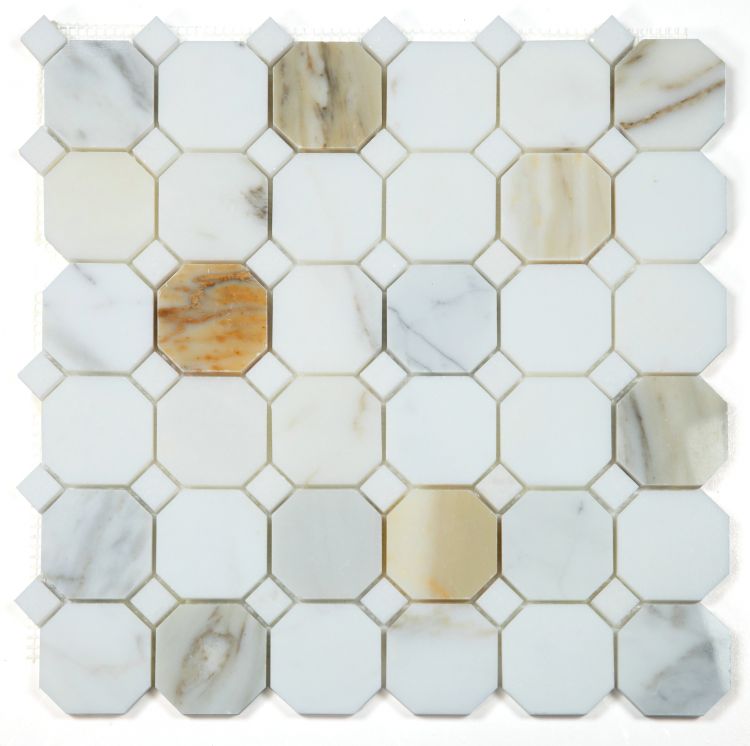 Octagon Calacatta Gold  Stone Mosaic 11.75 x 11.75 Elysium