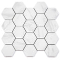 Volakas Premium Matte 3 x 3 Hexagon Mosaic 11.75 x 12.75 Elysium