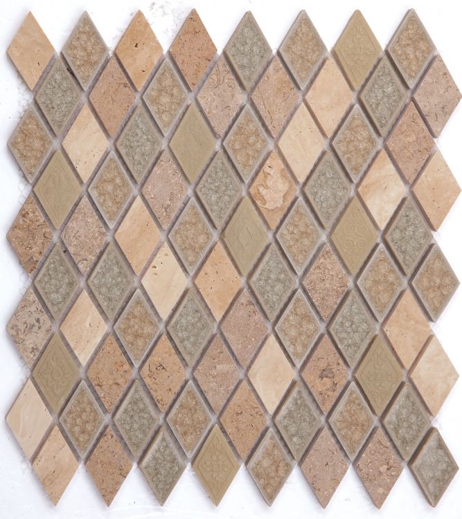 Swiss Diamond Pattern Crackle Mosaic 11.5 x 12.5 Elysium
