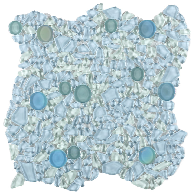 Shimmer Blue Glass Tile Mosaic 10.75 x 10.75 Elysium