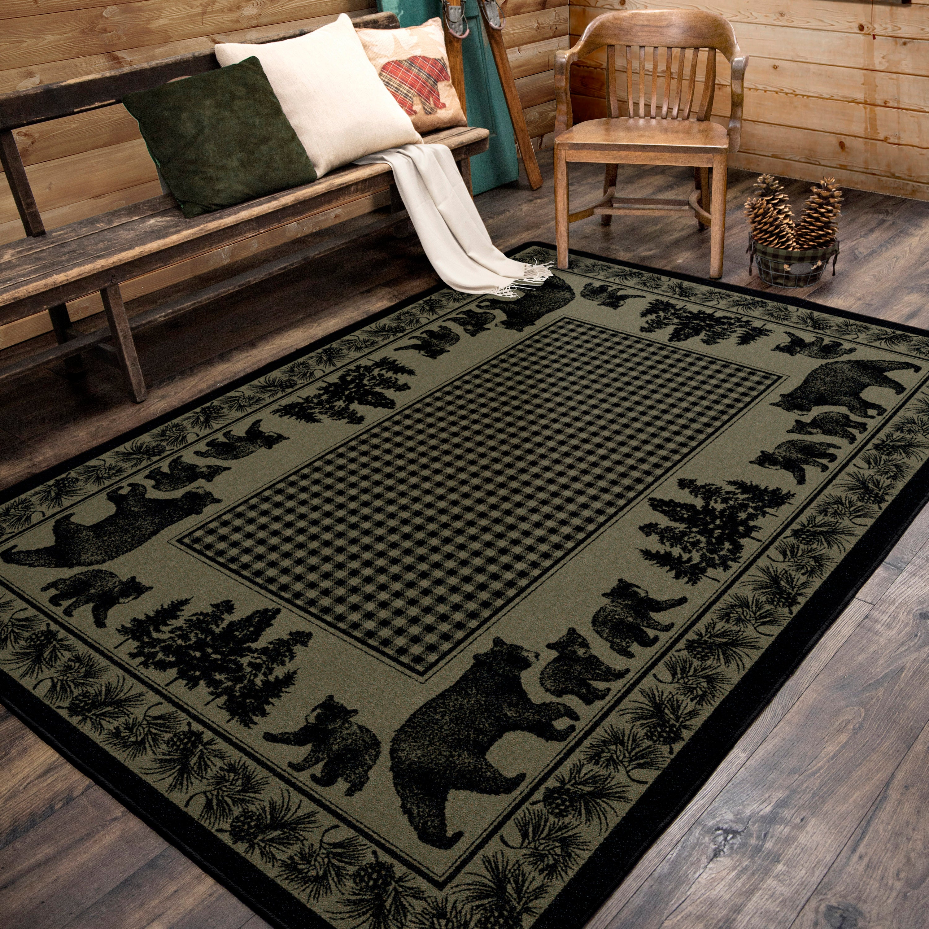 Bear Family - Green American Dakota Rugs