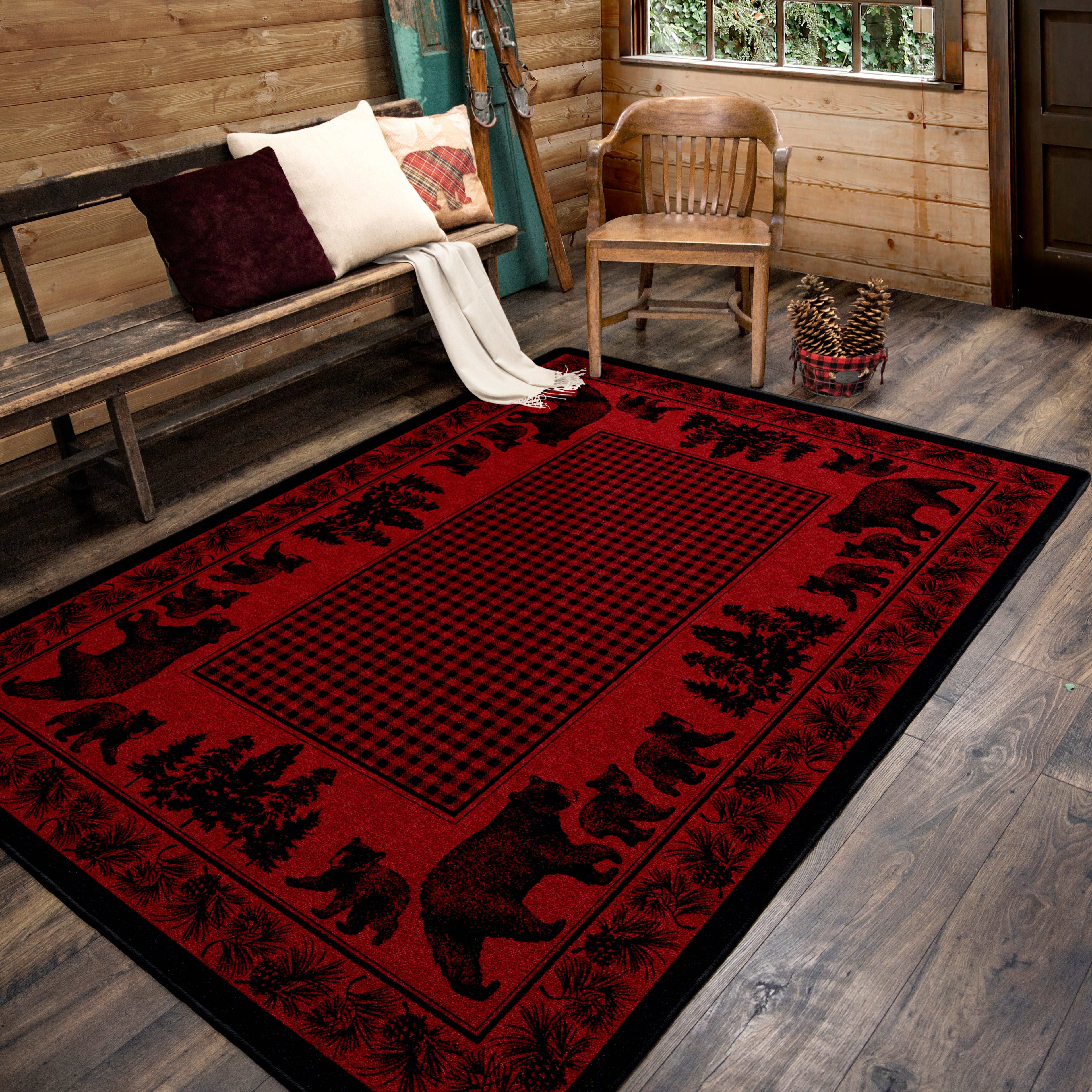 Bear Family - Red American Dakota Rugs