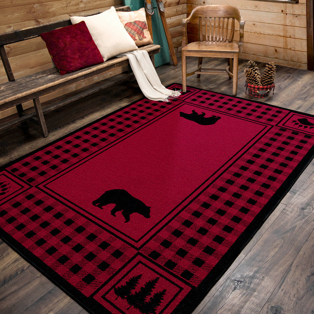 Bear Refuge - Green American Dakota Rugs