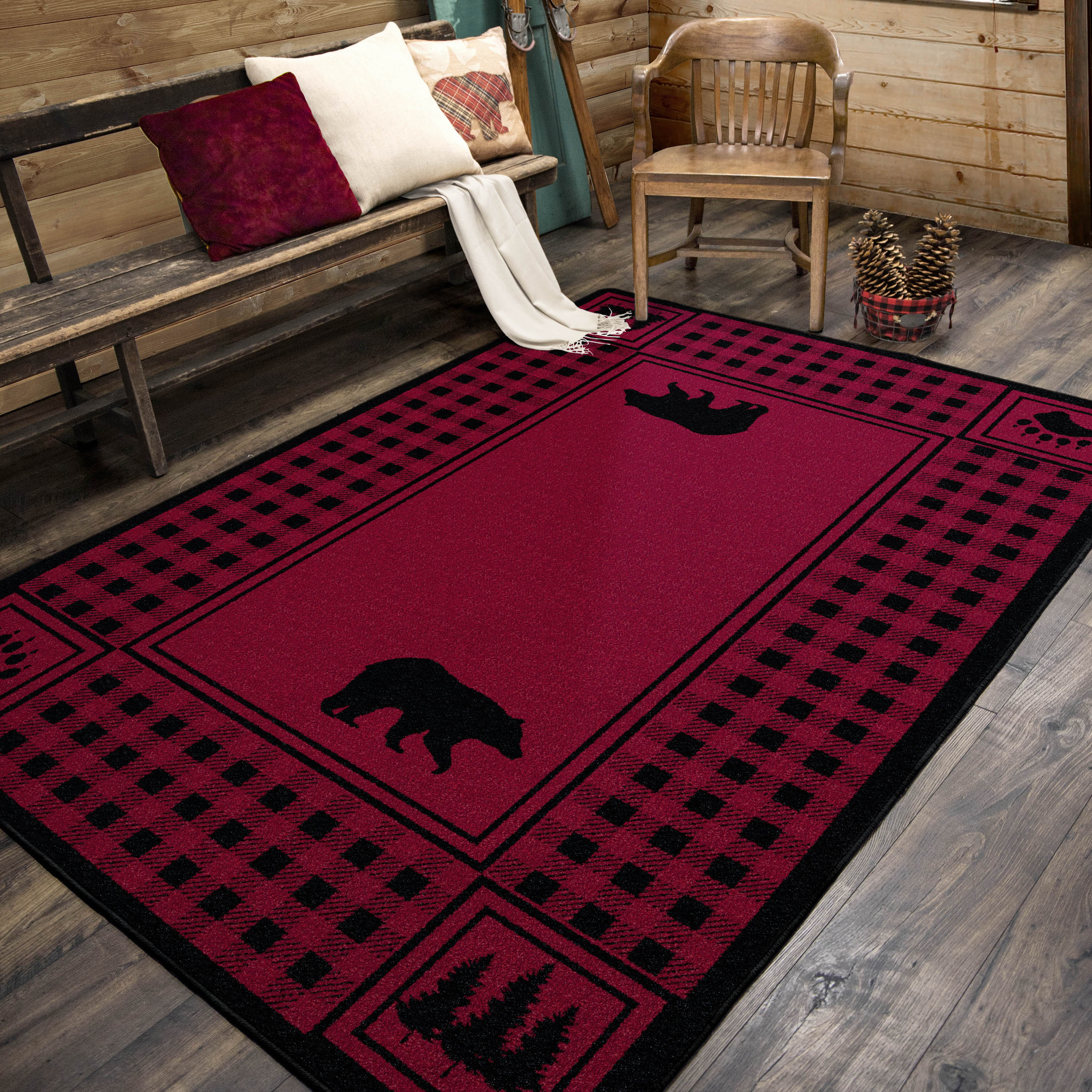 Bear Refuge - Green American Dakota Rugs