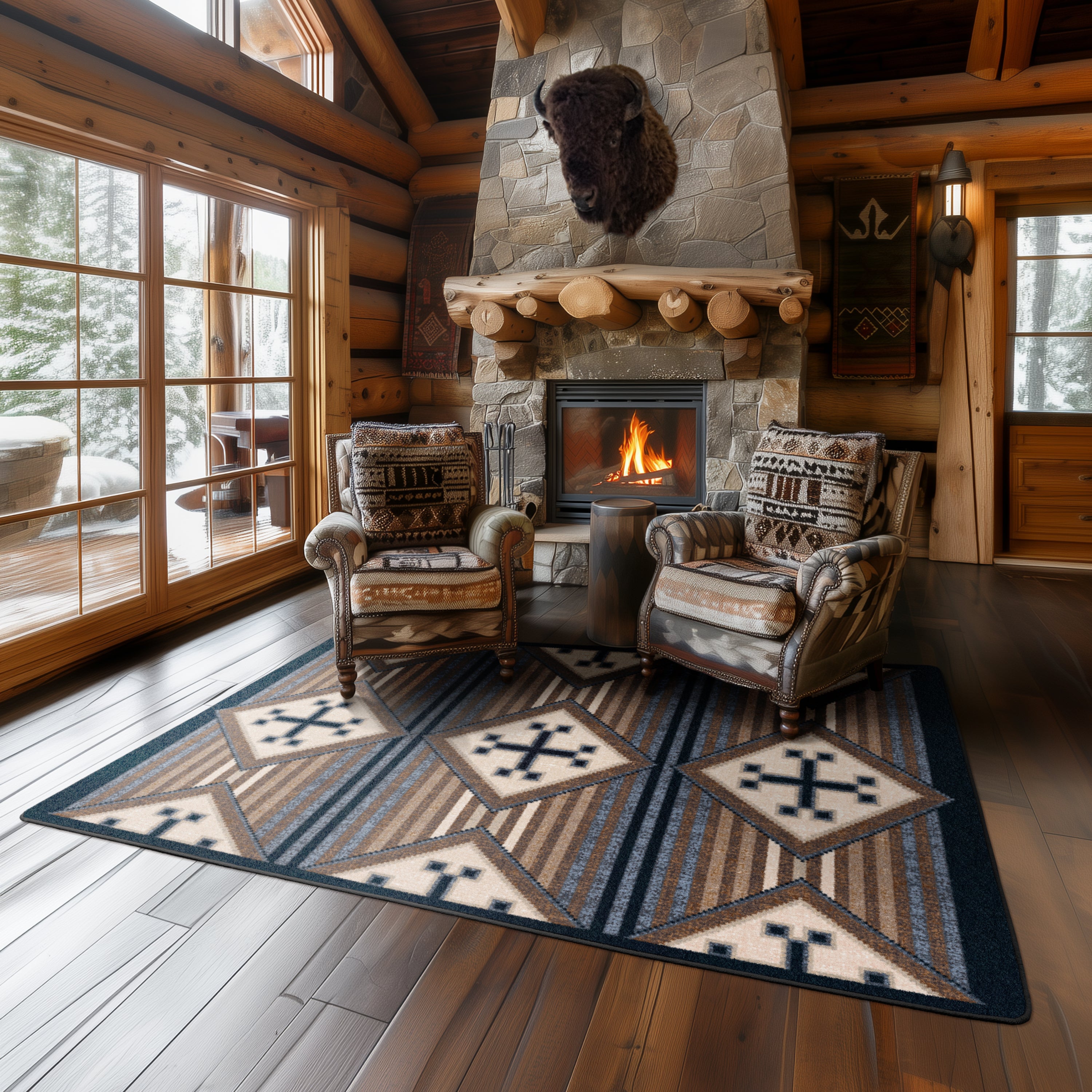 Bison Creek Black and Russett American Dakota Rugs