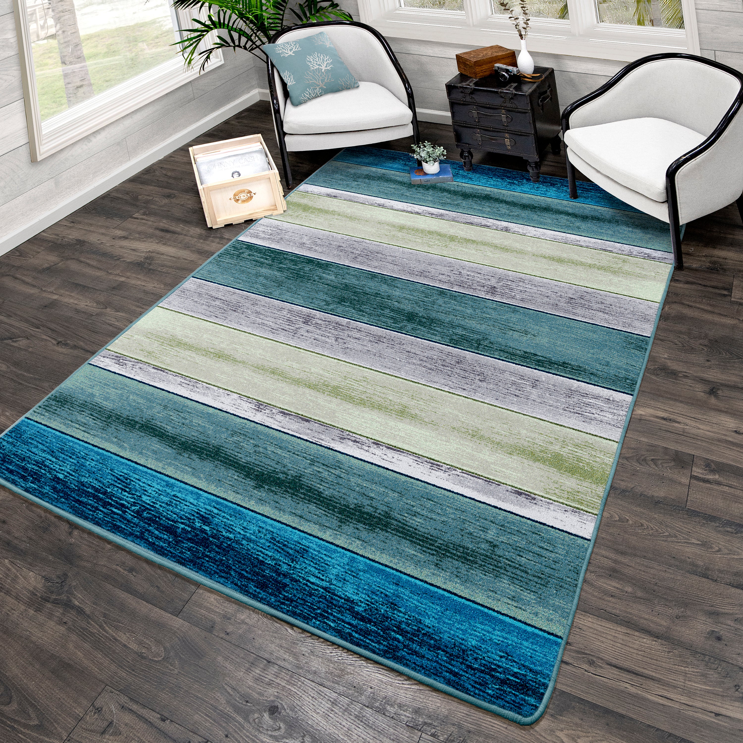 Bungalow Stripe Aqua American Dakota Rugs