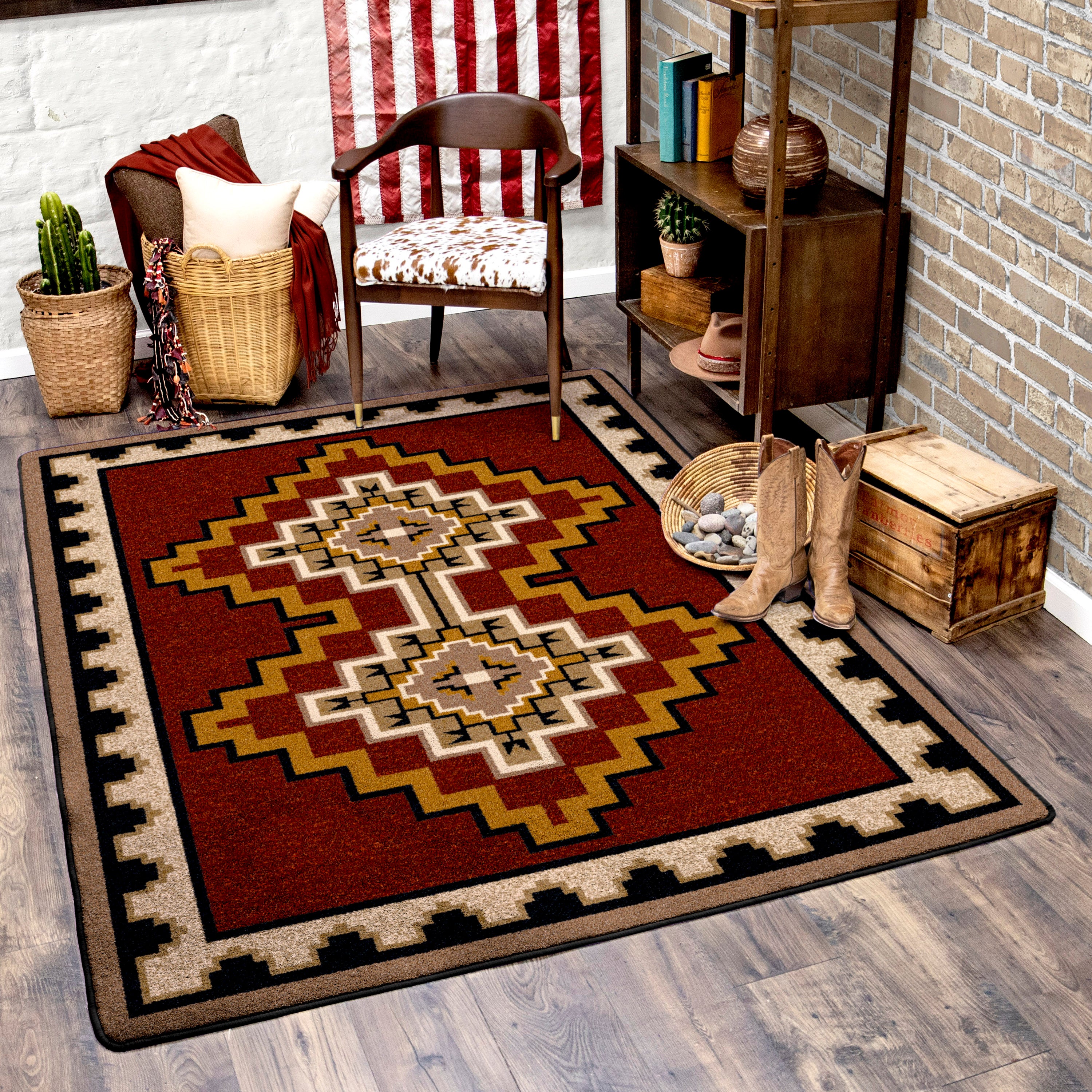 Council Fire - Red American Dakota Rugs