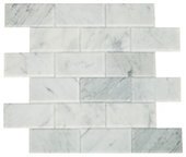Carrara White, Brick Joint, 2X4, Bevel, Polished Peel n Stick Tile Daltile