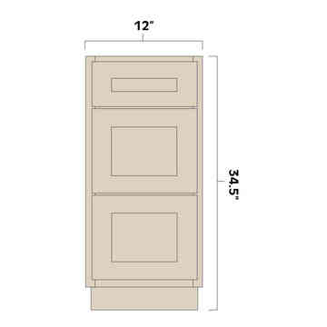 Artisan Mills Home 3 Drawer Base Kitchen Cabinet 12" Wide Artisan Mills Home