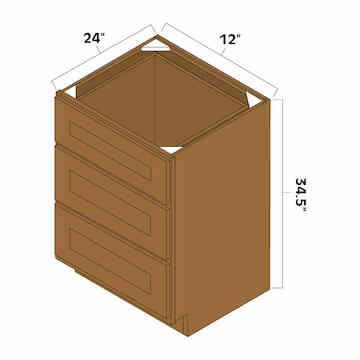 Artisan Mills Home 3 Drawer Base Kitchen Cabinet 12" Wide Artisan Mills Home