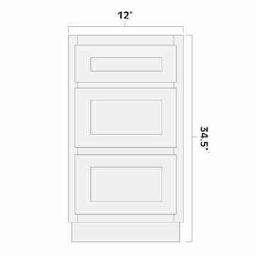 Artisan Mills Home 3 Drawer Base Kitchen Cabinet 12" Wide Artisan Mills Home