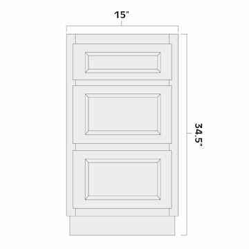 Artisan Mills Home 3 Drawer Base Kitchen Cabinet 15" Wide Artisan Mills Home