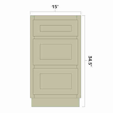 Artisan Mills Home 3 Drawer Base Kitchen Cabinet 15" Wide Artisan Mills Home