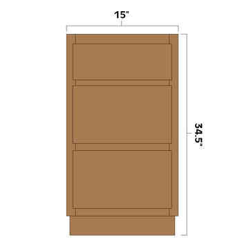 Artisan Mills Home 3 Drawer Base Kitchen Cabinet 15" Wide Artisan Mills Home