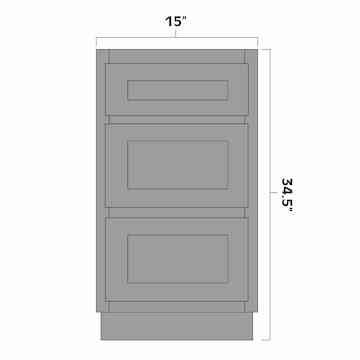 Artisan Mills Home 3 Drawer Base Kitchen Cabinet 15" Wide Artisan Mills Home