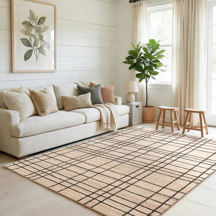 Nell Window Pane Premium Jute Rug With Backing Homespice Rugs
