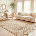 Nira Hand Spun Jute Embroidered Rug with Raised Diamond Trellis, Looped Yarn Homespice Rugs