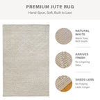 Mica Hand Spun Embroidered Jute Rug with Looped Yarn Homespice Rugs