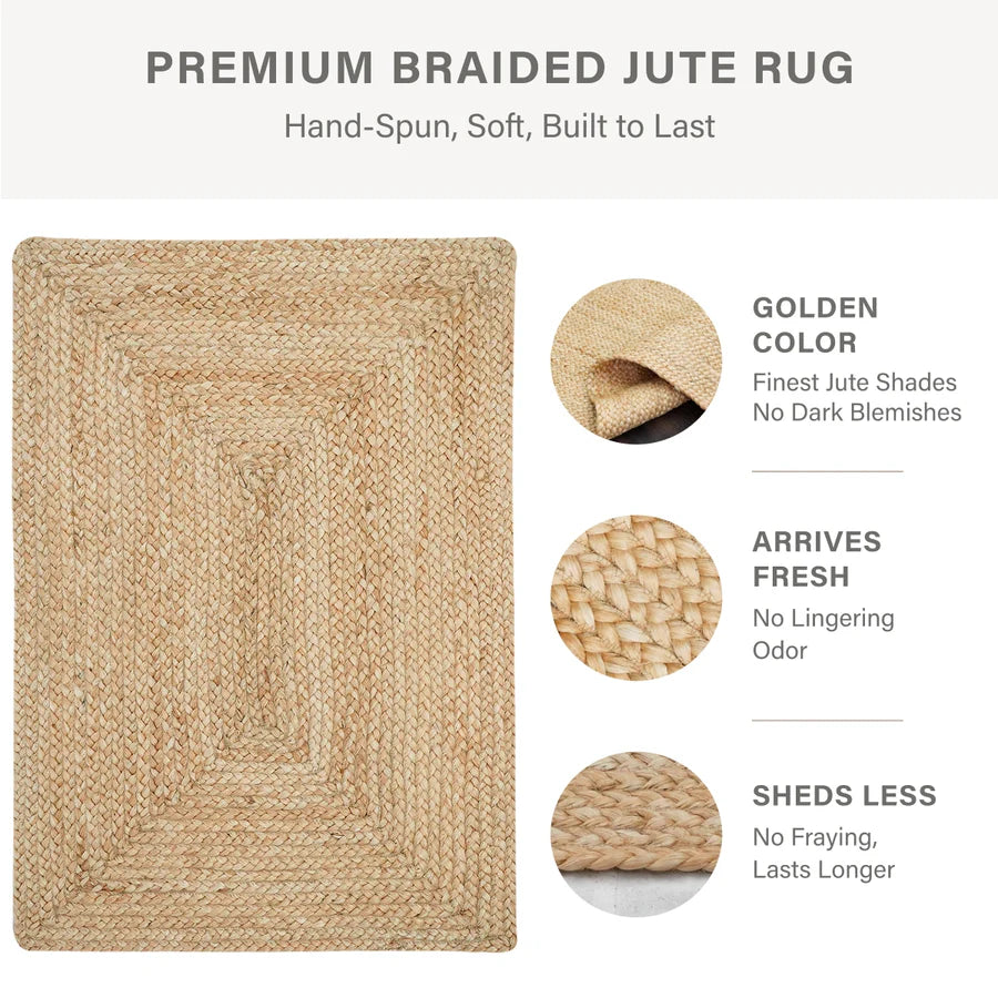 George Premium Hand Spun Jute Braided Area Rug Homespice Rugs
