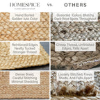 Faye Hand Embroidered Jute Windowpane Rug with Cotton Backing, Linen White & Beige Homespice Rugs