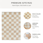 Mesa Handwoven Reversible Jute Checkered Area Rug in Beige and Ivory Tones Homespice Rugs