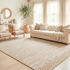 Remi Soft Hand Spun Jute Striped Rug with Wool Accent Stripes Homespice Rugs