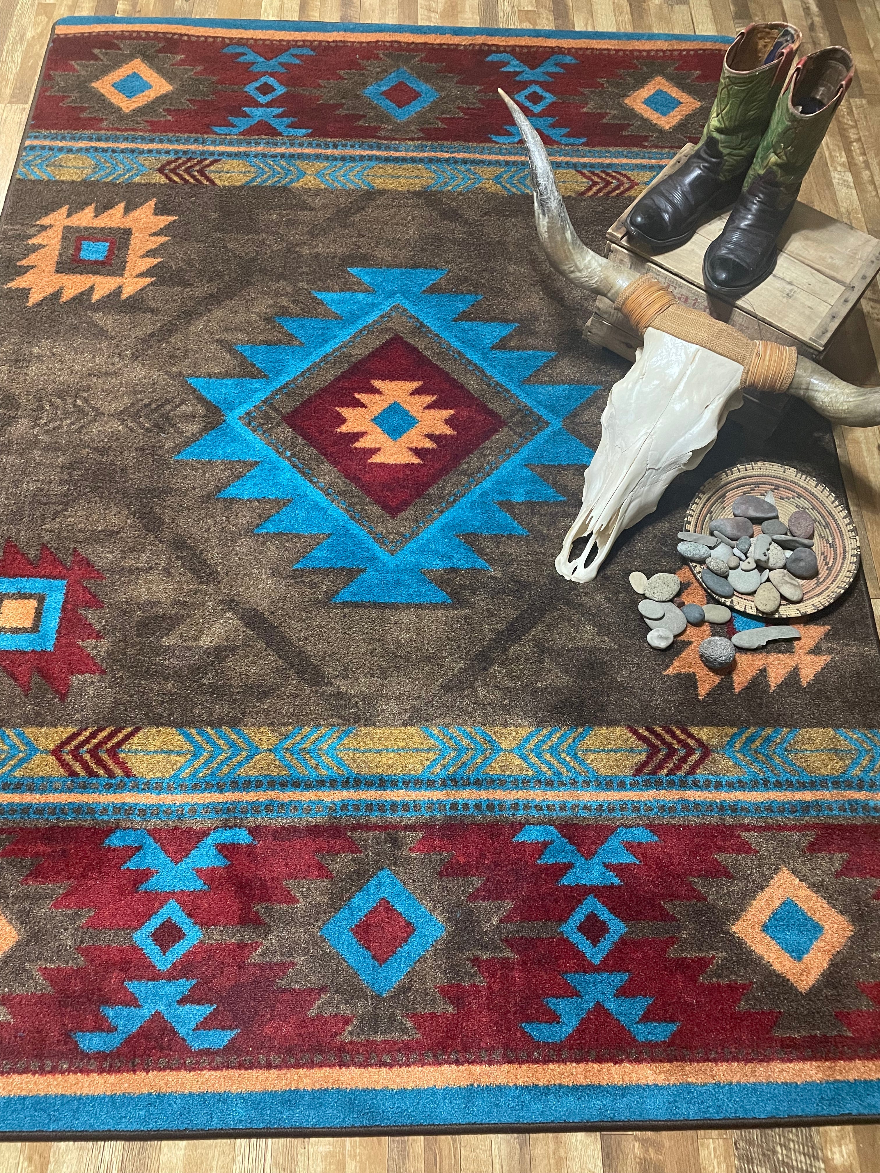 Whisky River - Turquoise American Dakota Rugs
