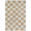 2x3 Mesa Handwoven Reversible Jute Checkered Area Rug in Beige and Ivory Tones Homespice Rugs