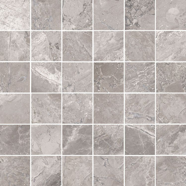 Grid of gray tiles with a marble-like texture