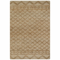 8x10 Nira Hand Spun Jute Embroidered Rug with Raised Diamond Trellis, Looped Yarn Homespice Rugs