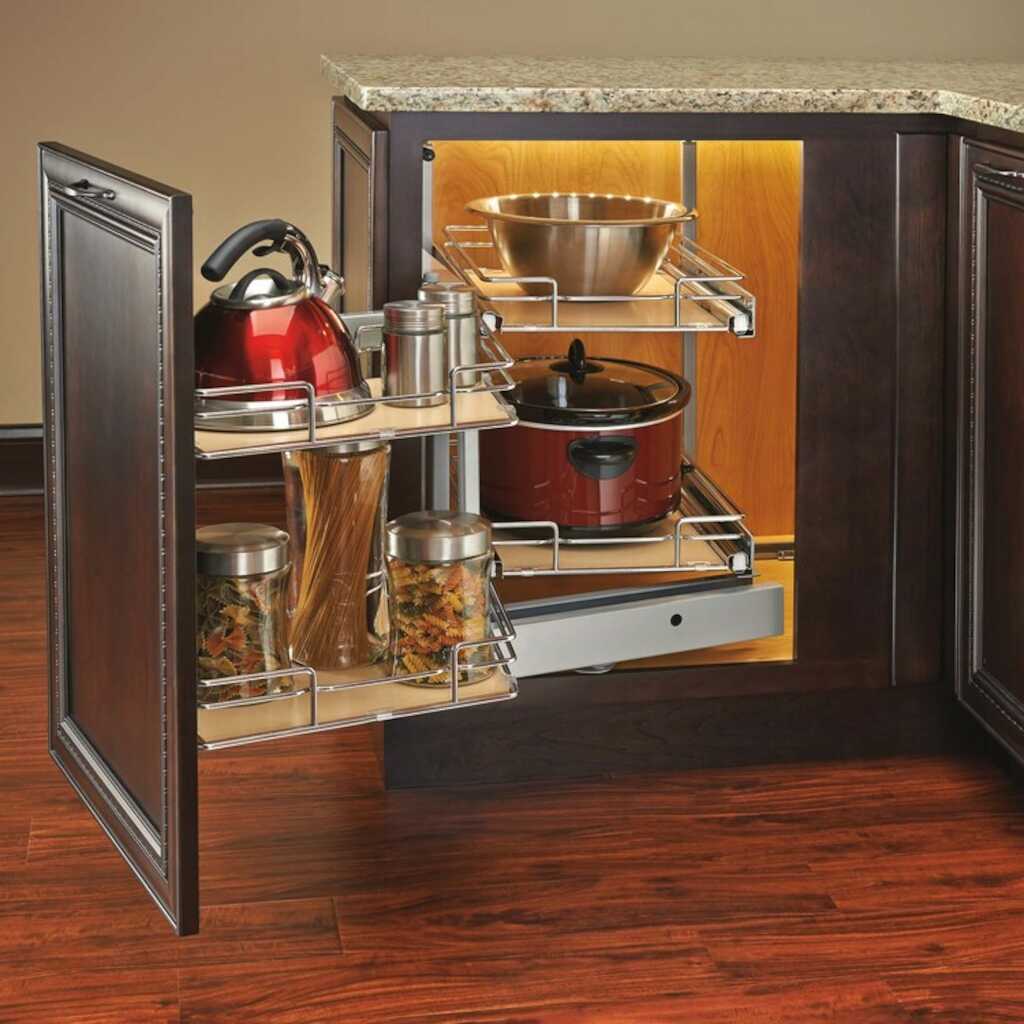 Door Mount Storage Pull Out for Blind Right Corner Cabinet 18" Rev-A-Shelf