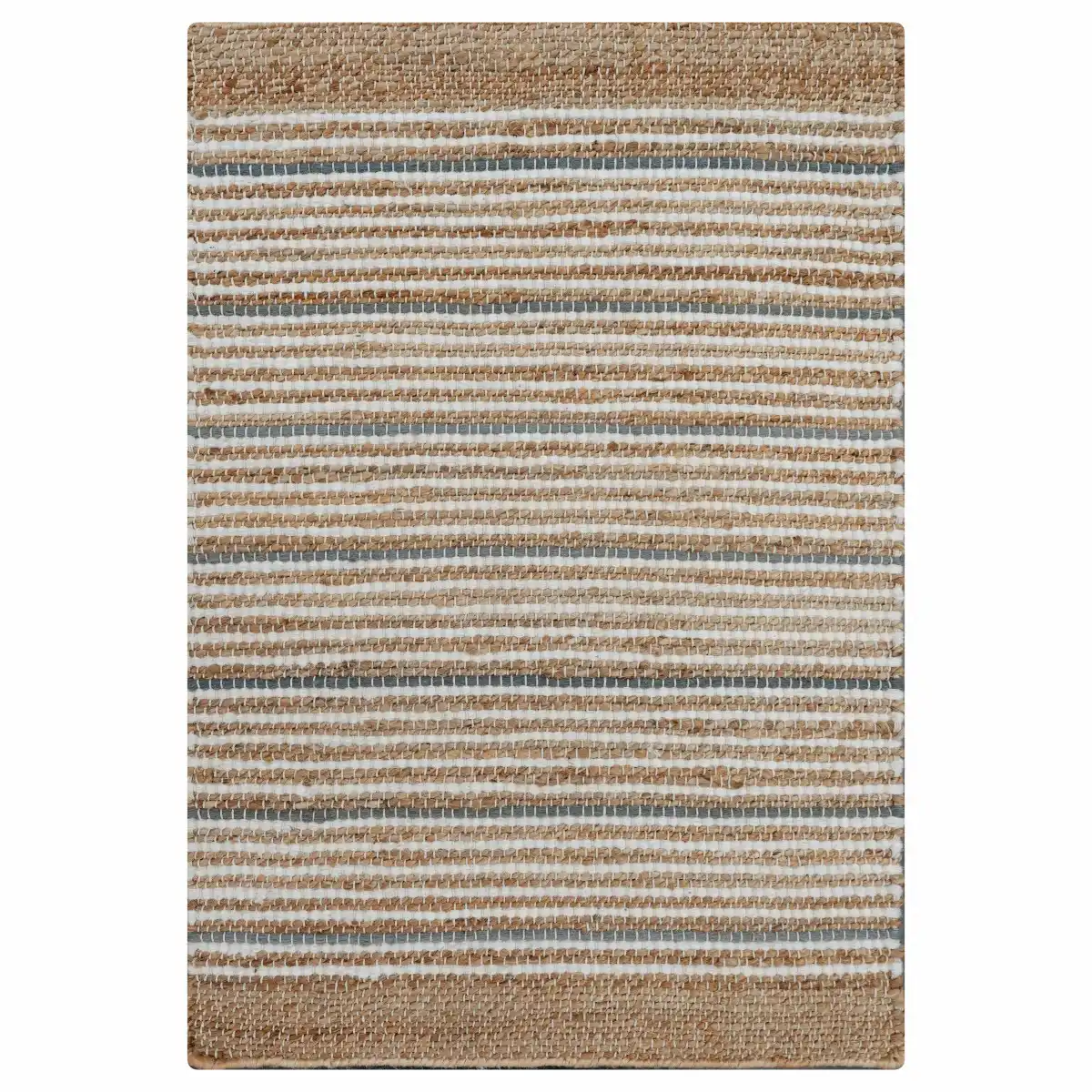 6x9 Remi Soft Hand Spun Jute Striped Rug with Wool Accent Stripes Homespice Rugs