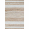 8x10 Reva Handwoven Natural Jute Striped Area Rug, Hand Sorted Yarn, White and Brown Homespice Rugs