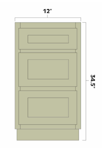 Artisan Mills Home 3 Drawer Base Kitchen Cabinet 12" Wide Artisan Mills Home