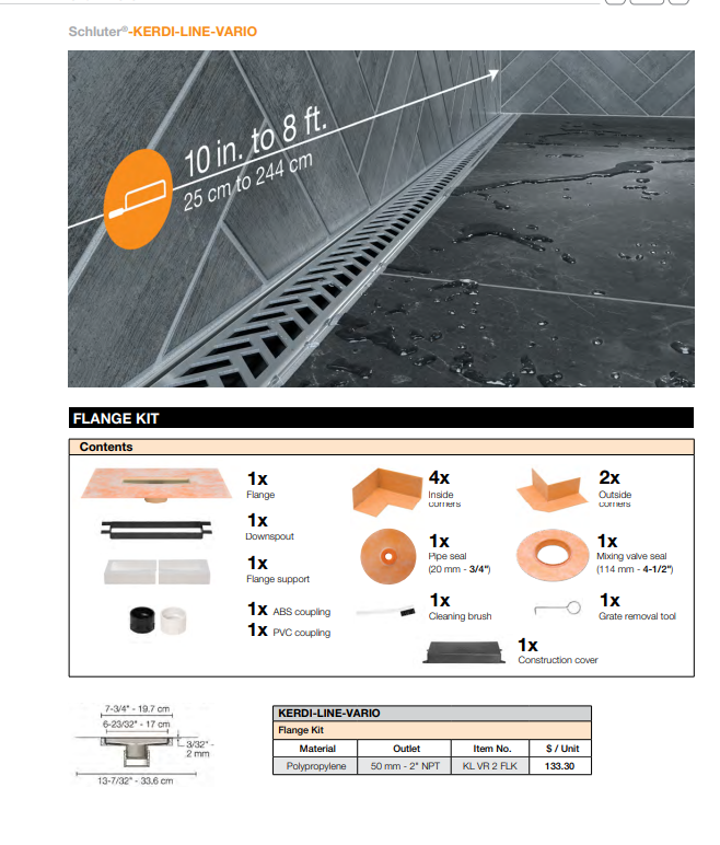 KERDI-LINE-VARIO DRAIN FLANGE KIT Schluter
