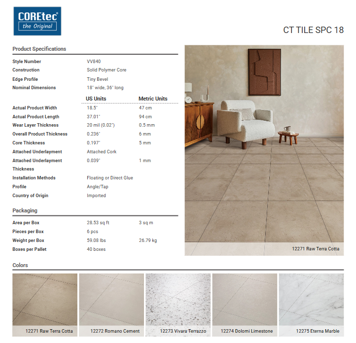 CORETec TILE SPC 18                                     - VIVARA TERRAZZO Coretec
