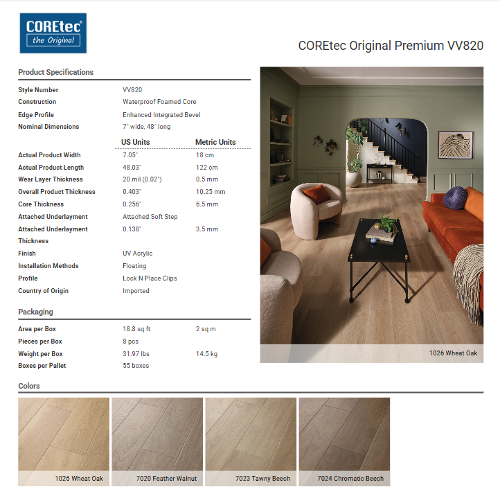 CORETEC ORIGINAL PREMIUM VV820                     - FEATHER WALNUT Coretec