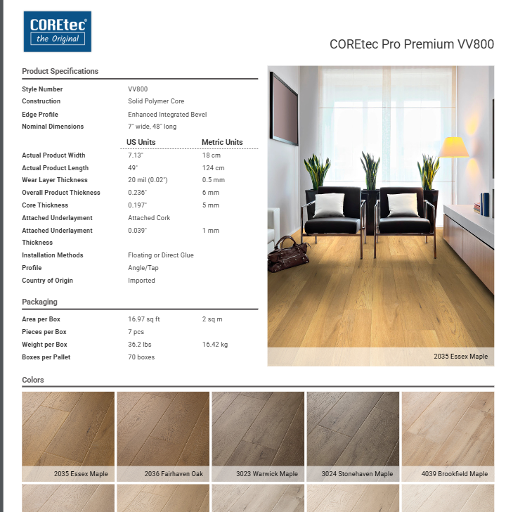 CORETEC PRO PREMIUM VV800                          - FAIRHAVEN OAK Coretec