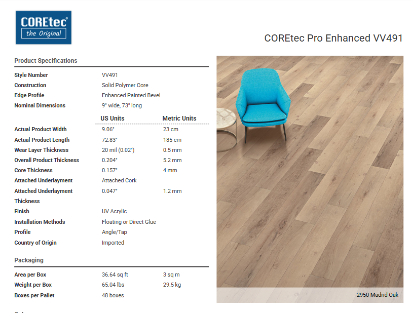 CORETEC PRO ENHANCED VV491 Coretec