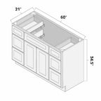 Artisan Mills Home Artisan Mills White Shaker 60" Vanity Base with Doors and Drawers V6021DD Ready To Assemble Artisan Mills Home