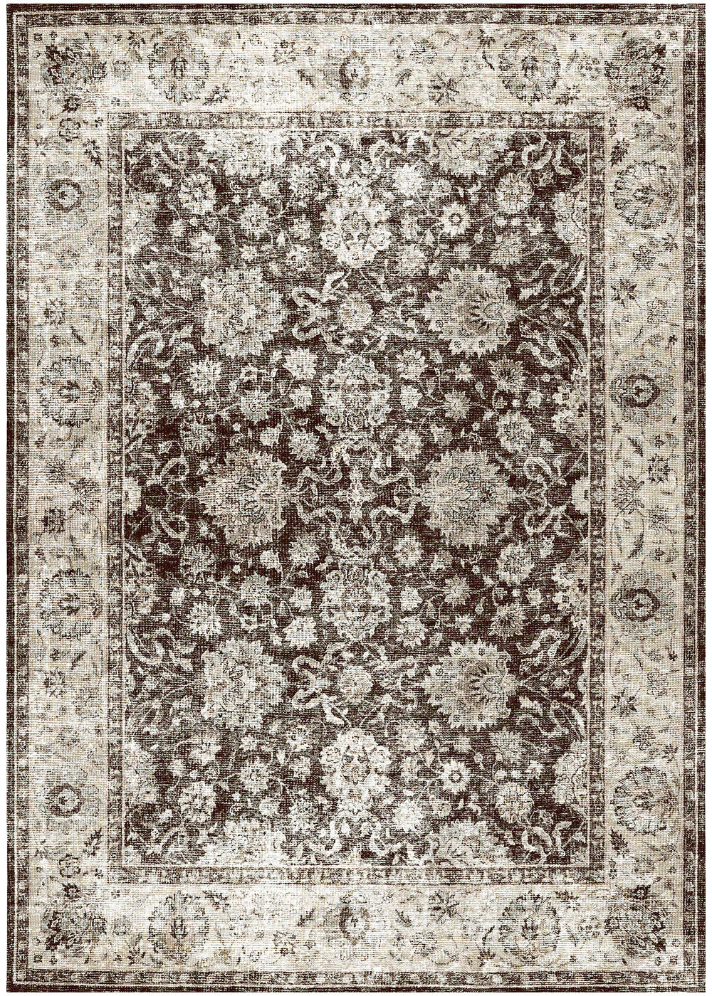 Mayberry Rugs Vintage Thebes Charcoal Area Rug – Distressed Traditional Rug Mayberry Rug