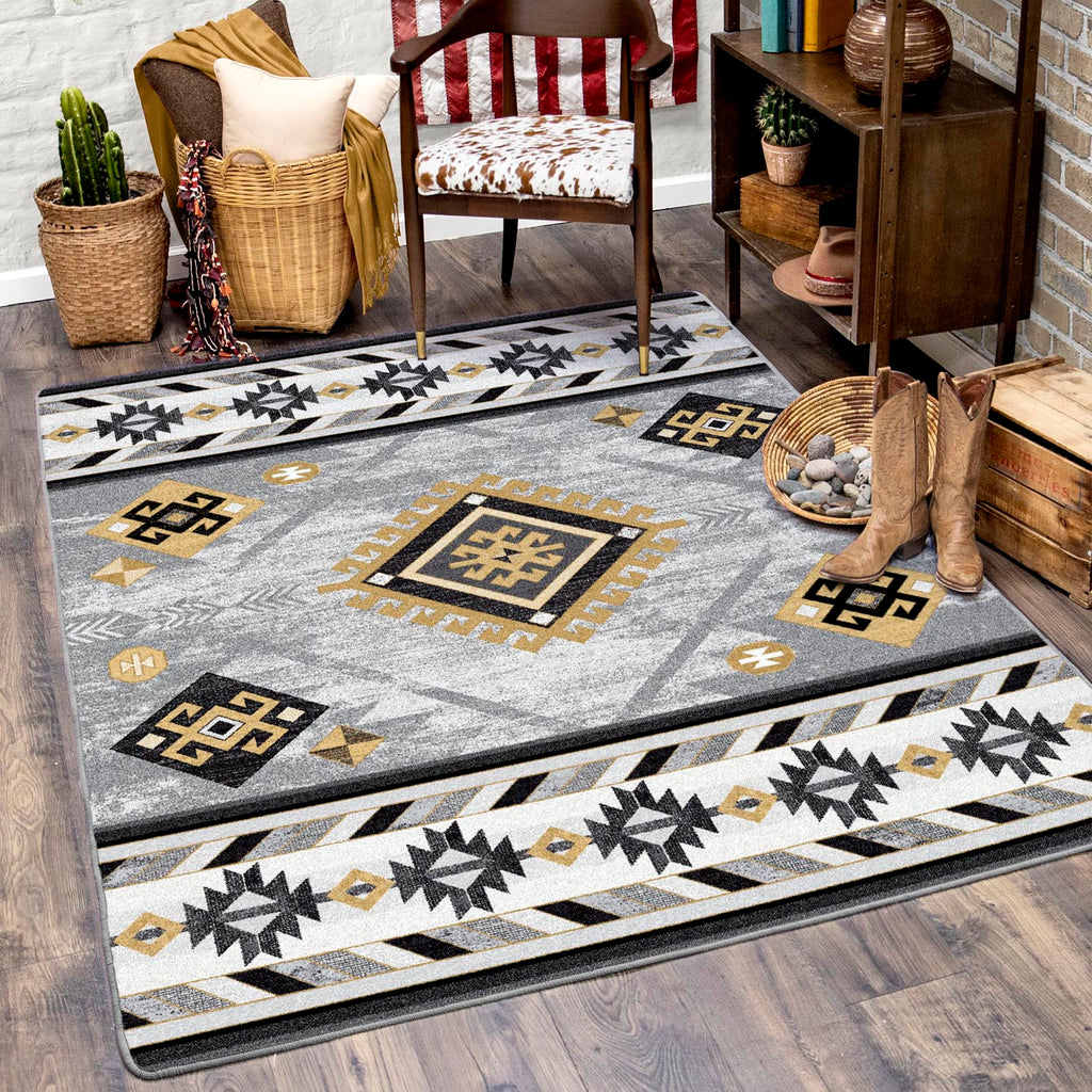 Wild Whiskey - Grey and Gold American Dakota Rugs