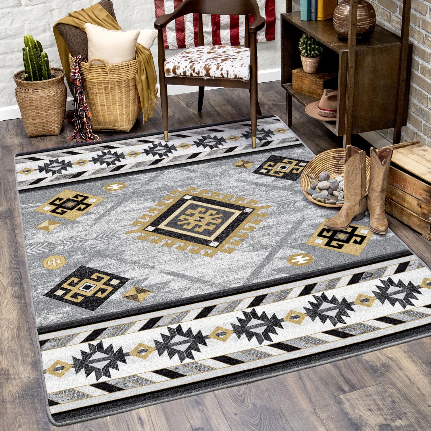 Wild Whiskey - Grey and Gold American Dakota Rugs