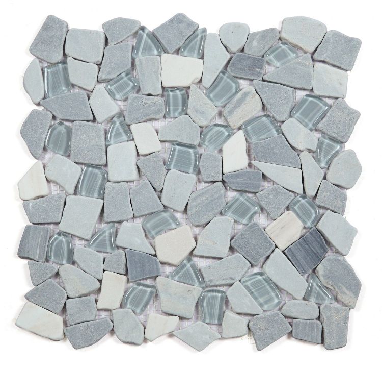 Glass & Marble Pebble Mosaic Tile Elysium