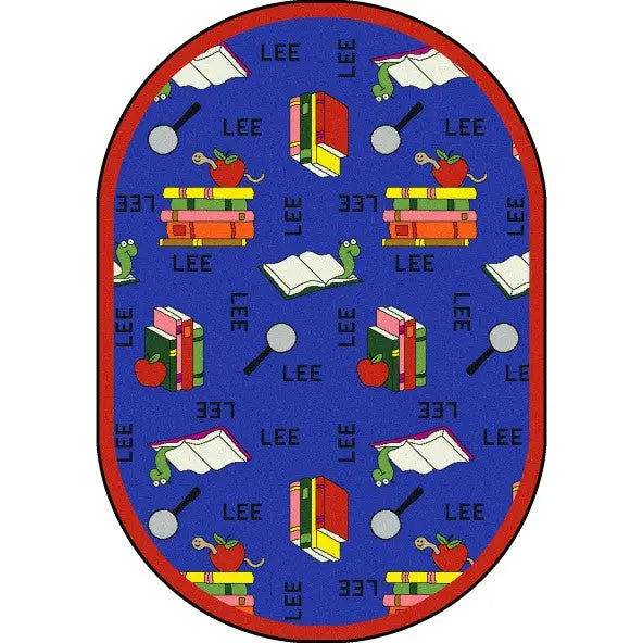 Joy Carpets Bookworm Spanish Blue Area Rug – Kids Bilingual Classroom Rug Joy Carpets