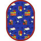 Joy Carpets Bookworm Spanish Blue Area Rug – Kids Bilingual Classroom Rug Joy Carpets