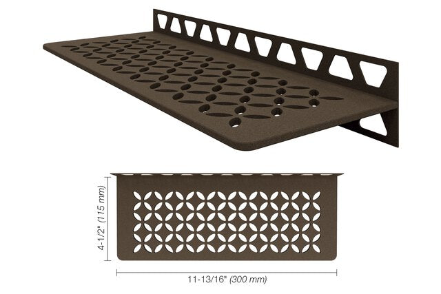 Schluter-SHELF-W Rectangular Wall Shelf for Tile Shower in Floral Schluter